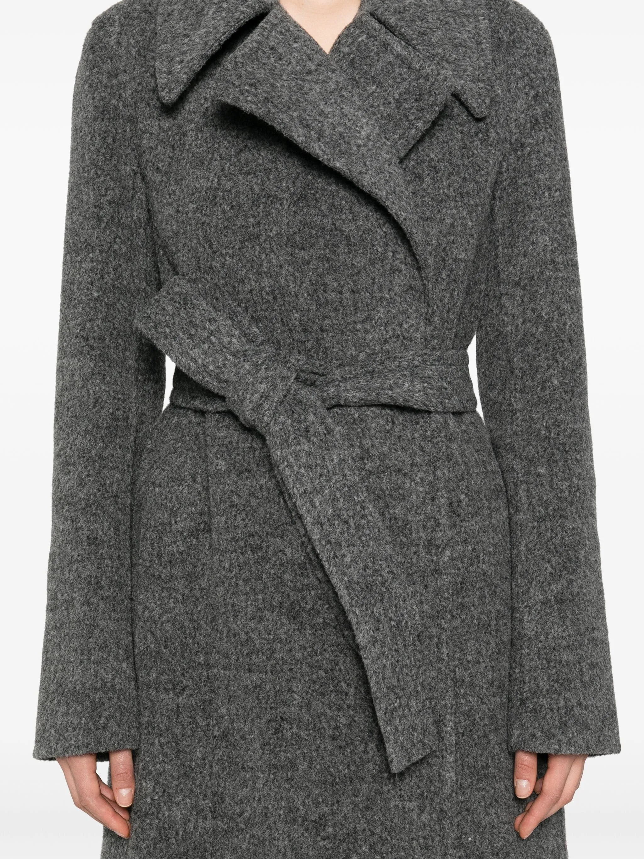 Long Slim Double Breasted Belt Coat