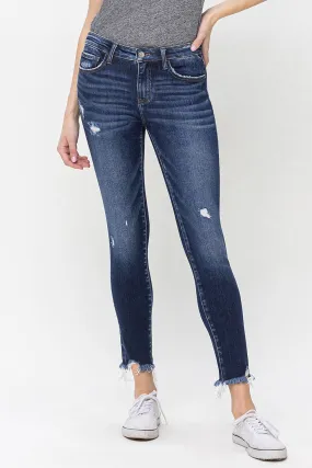 LOVERVET | The Verifiable Mid Rise Raw Hem Skinny Denim Jean