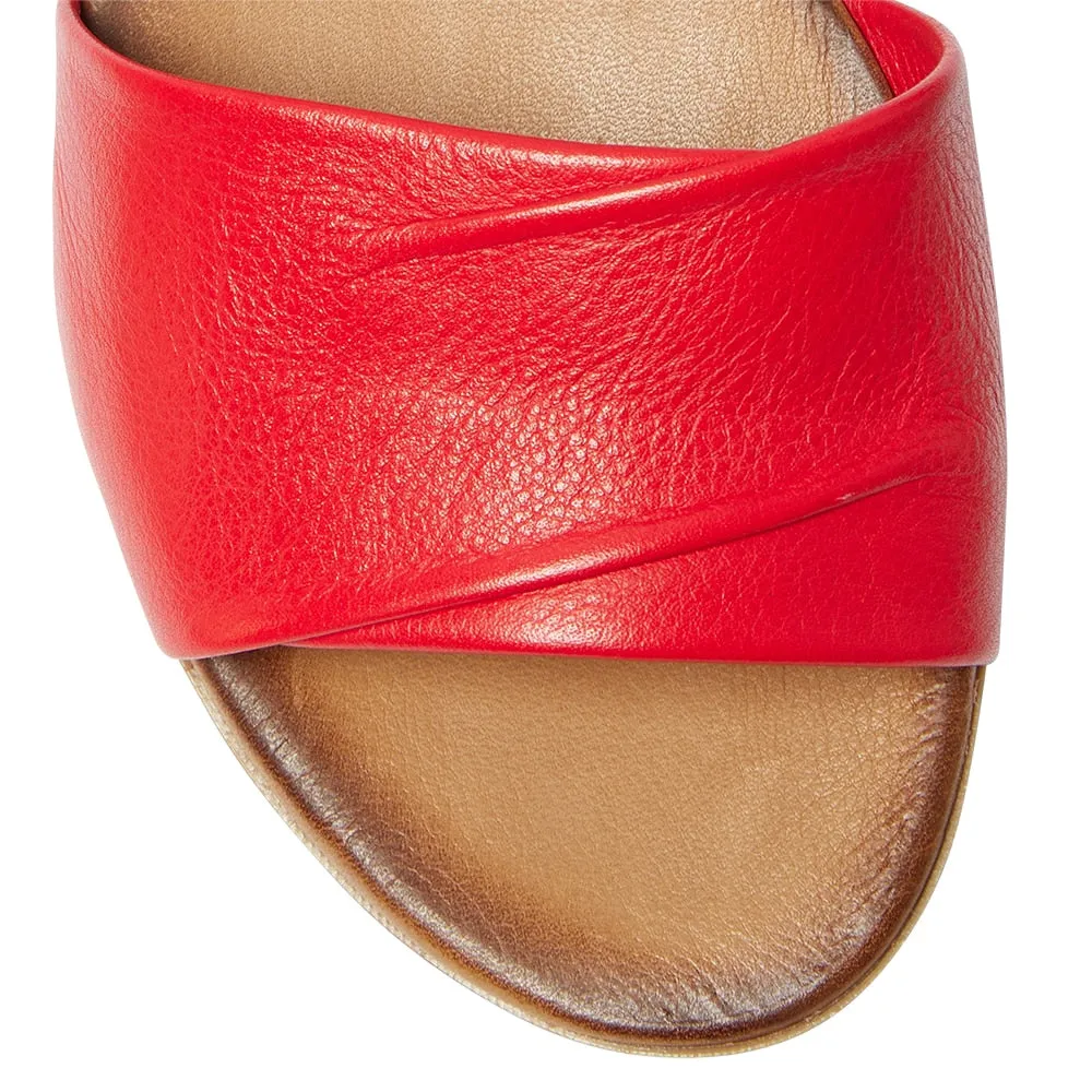 Maisy Heel in Red Leather