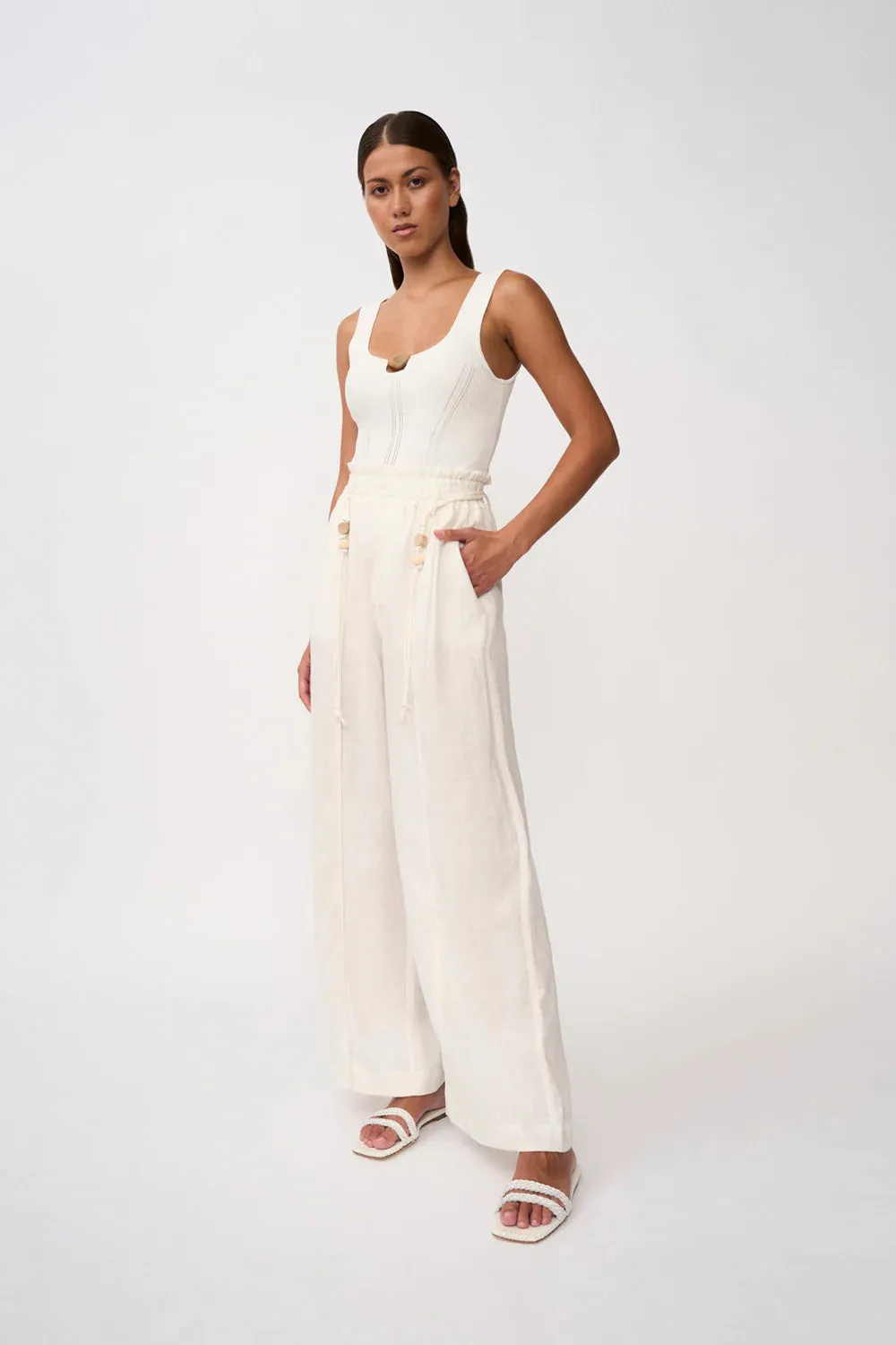 MALAYA LINEN PANT- IVORY