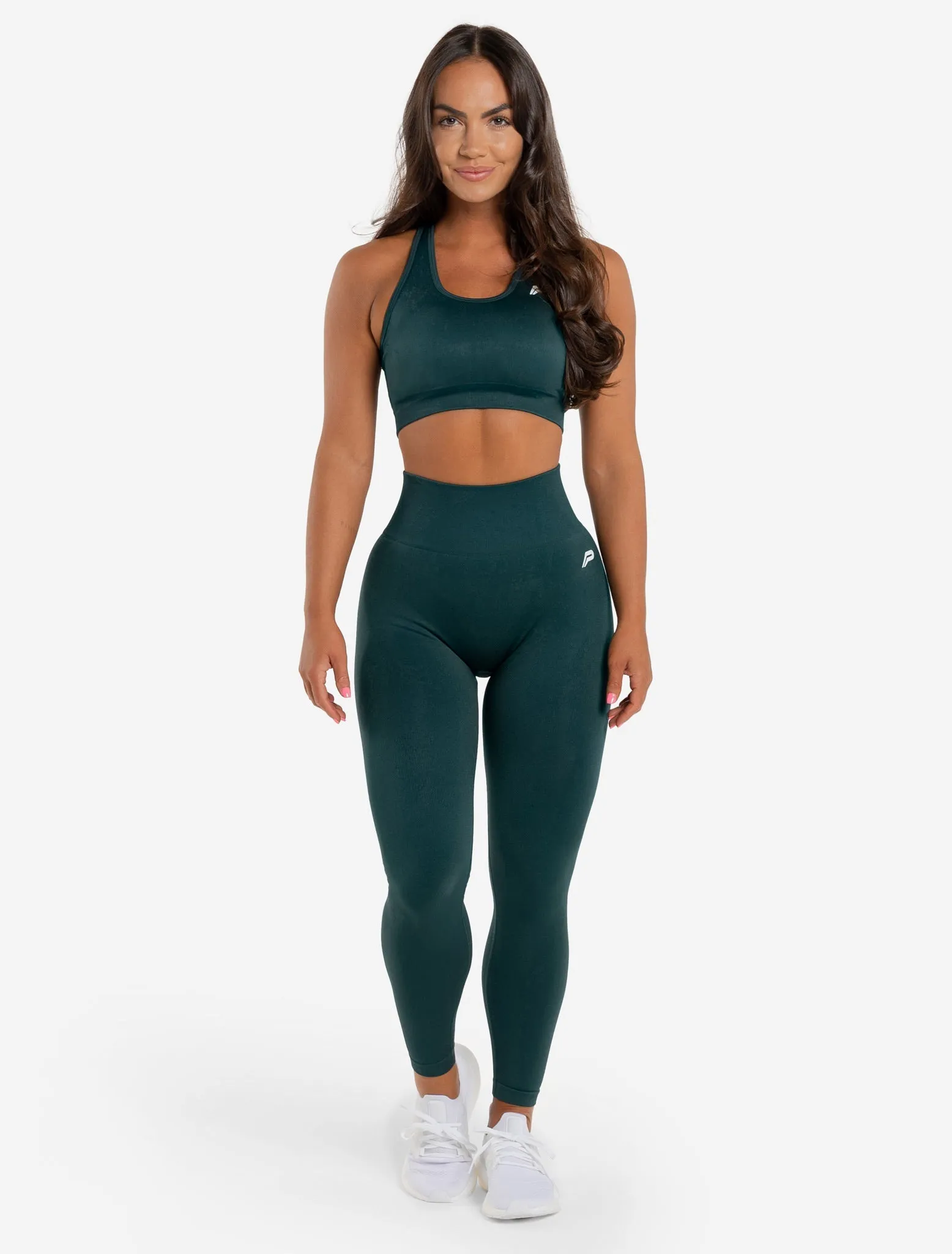 Marble Seamless Leggings - Dark Emerald Green