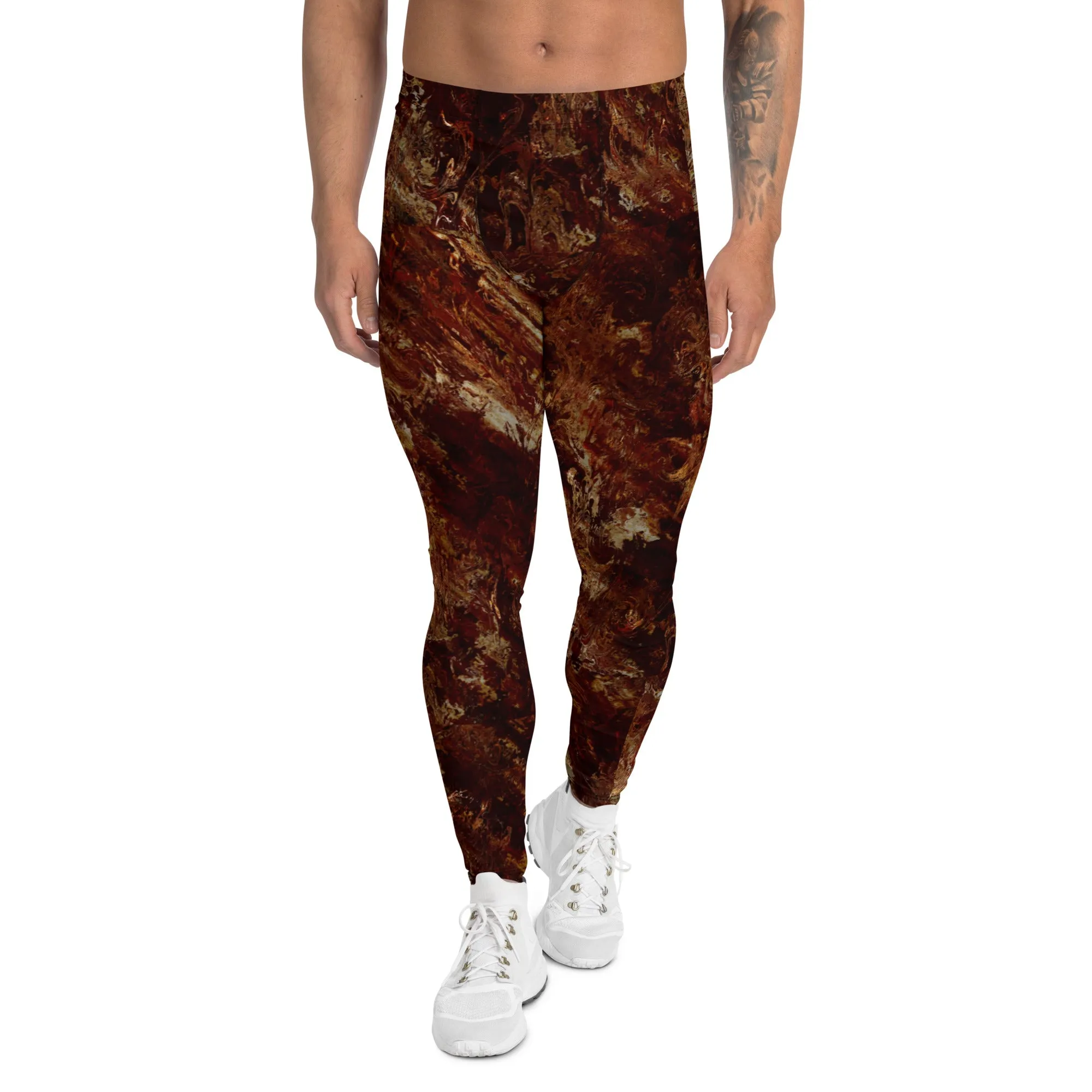 Melted Copper Men's Leggings, Rave Pants, Festival Tights, Gym, Wrestling Tights, Yoga