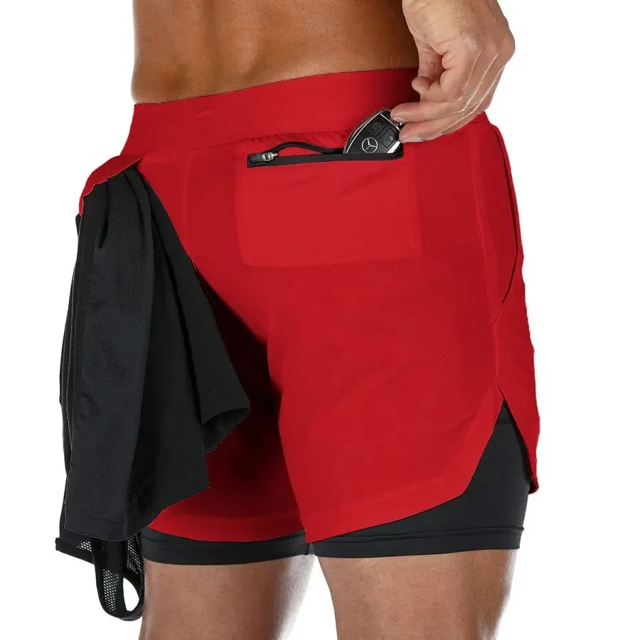 Men's Gym Fitness Running Shorts 2-in-1