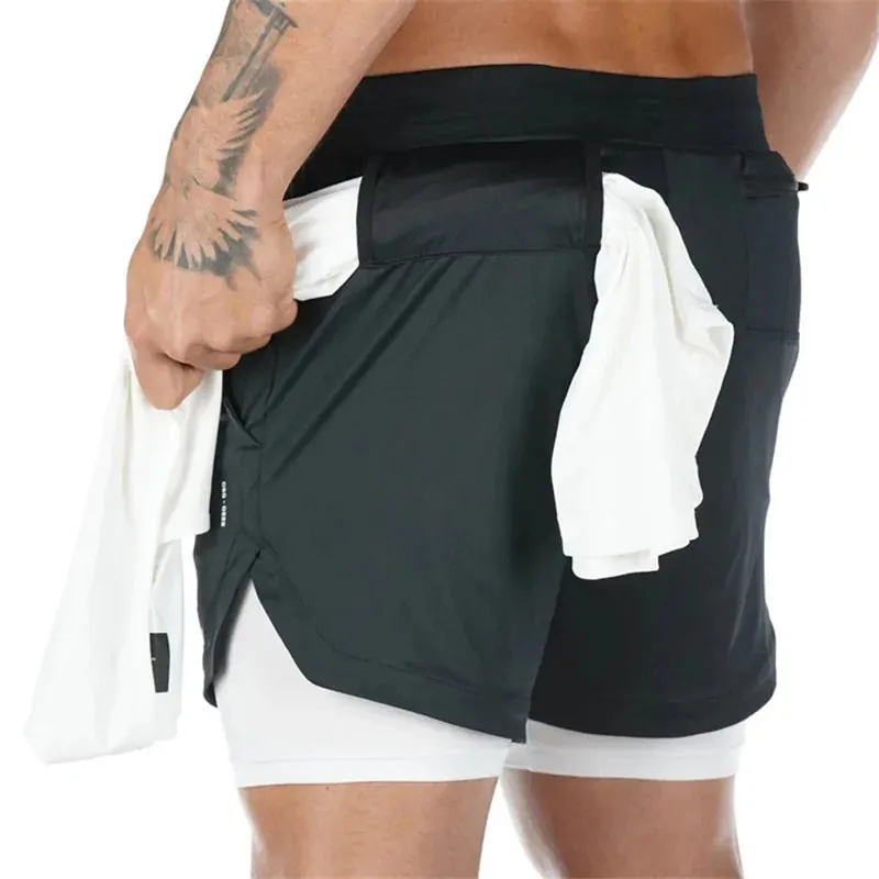 Men's Gym Fitness Running Shorts 2-in-1