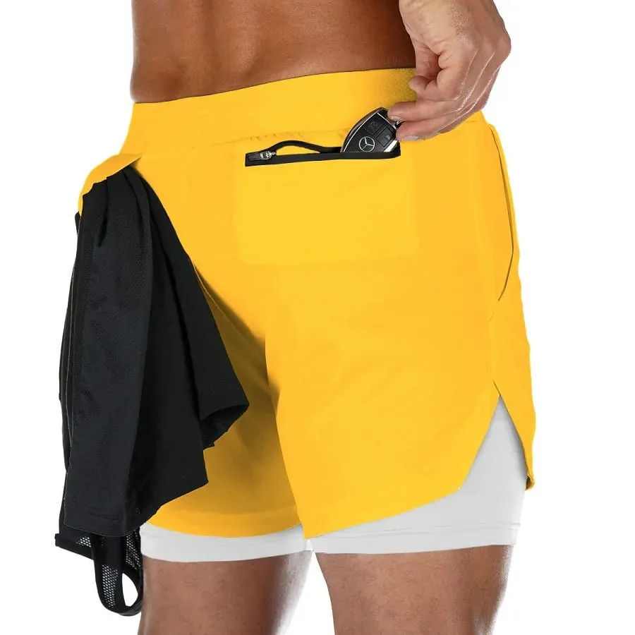 Men's Gym Fitness Running Shorts 2-in-1