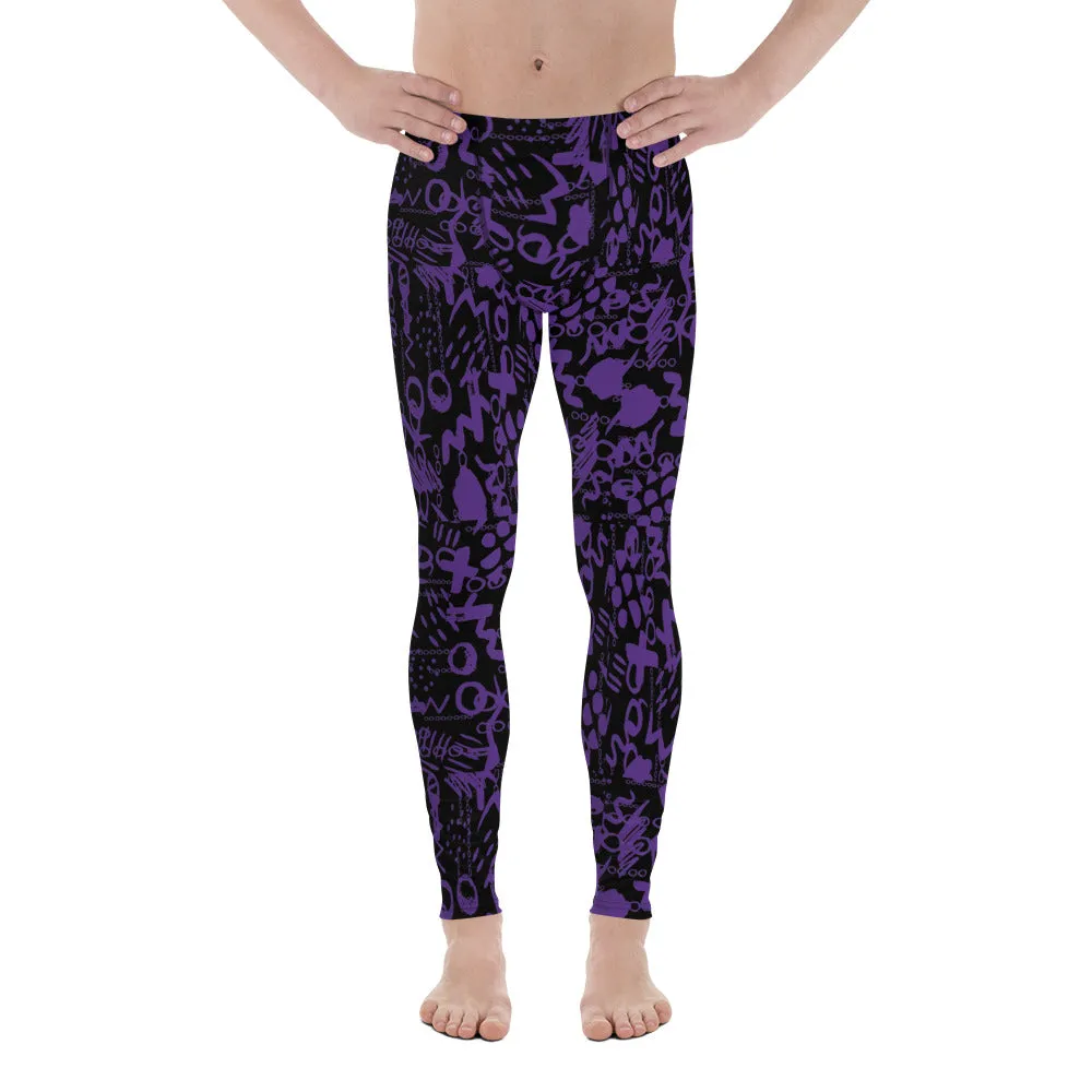 Men's Leggings, Purple, Black