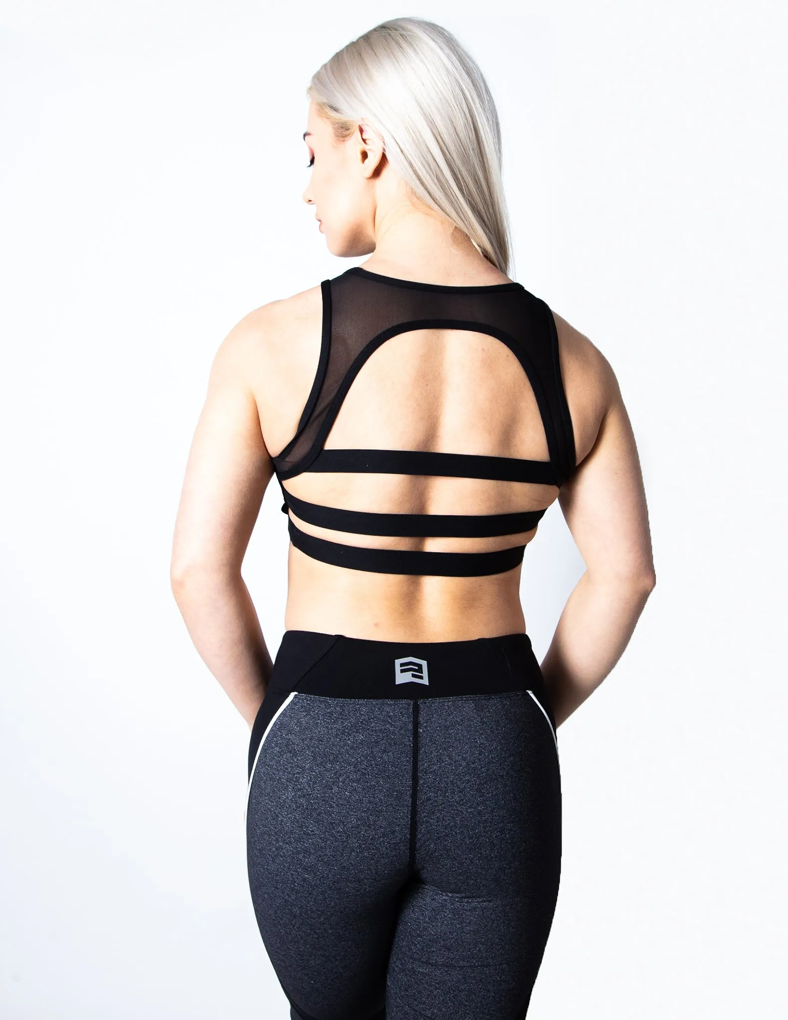 MESH SPORTS BRA - BLACK