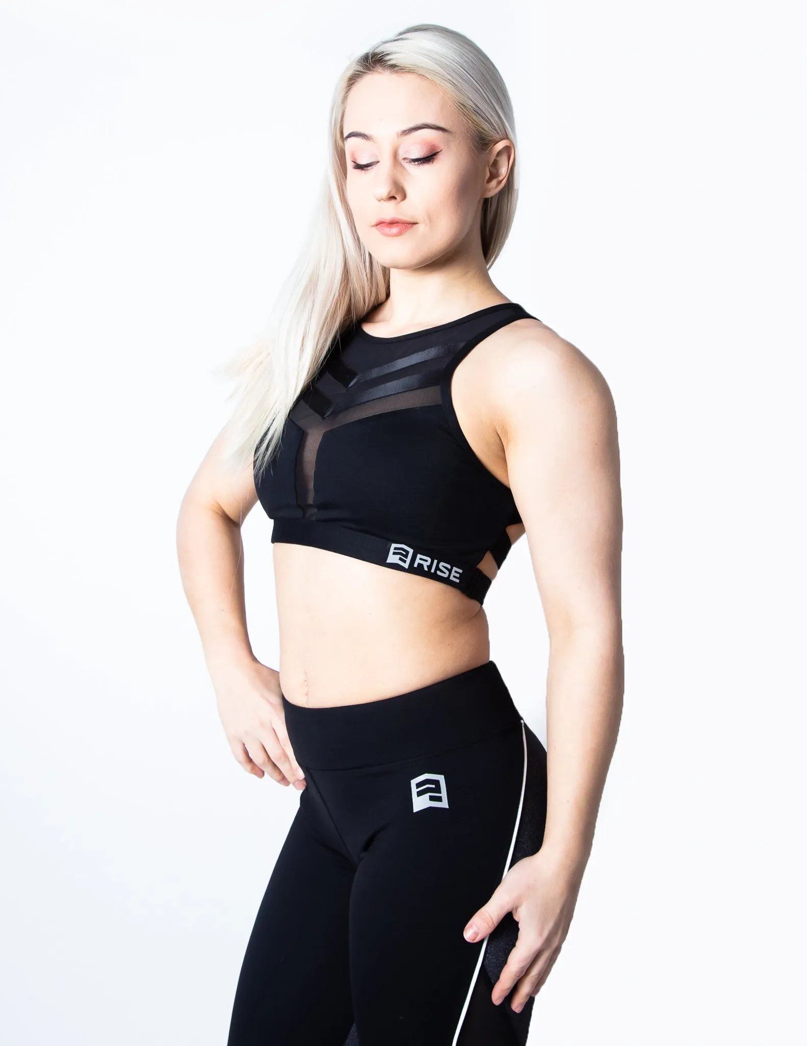 MESH SPORTS BRA - BLACK