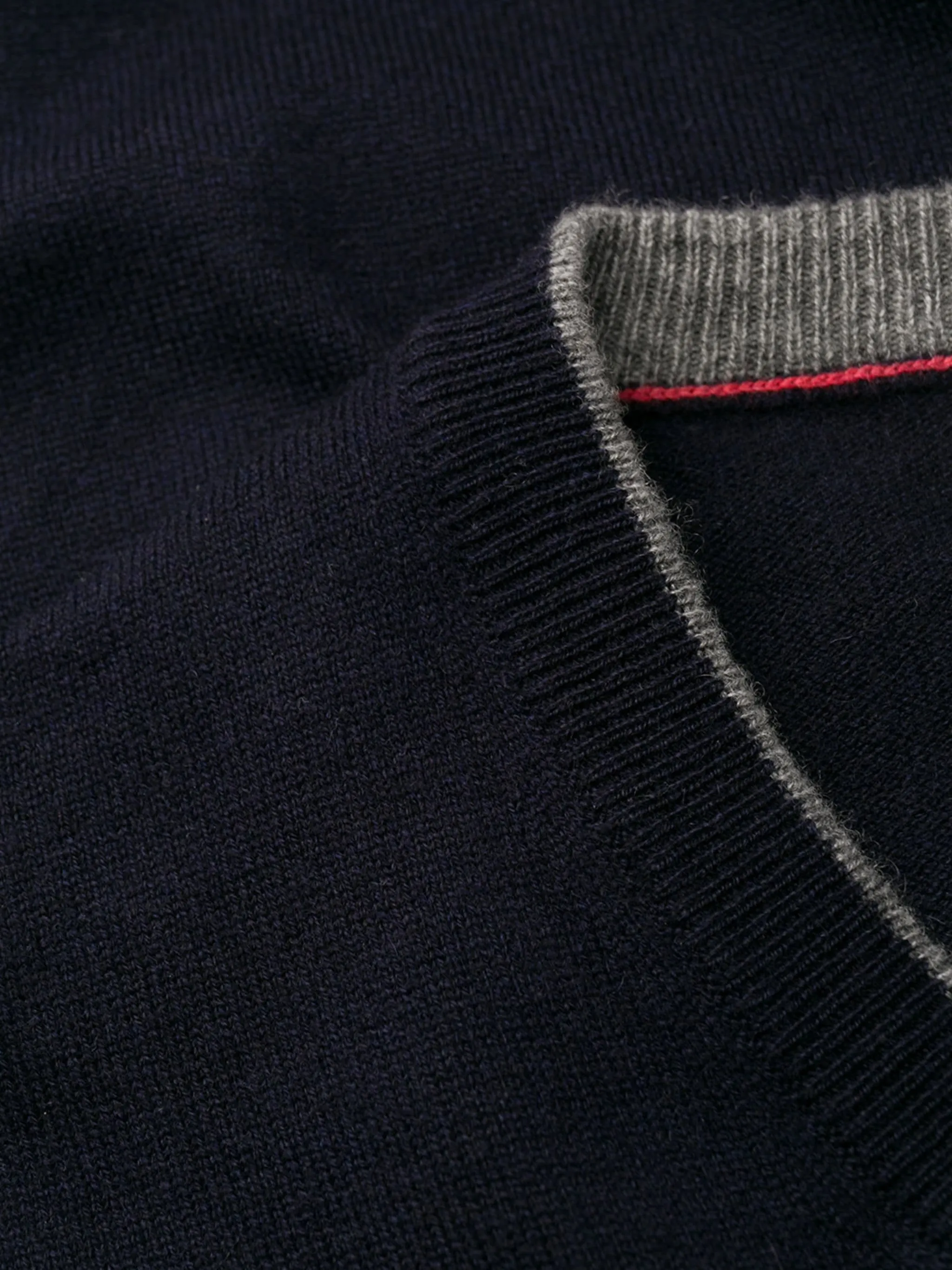 Navy Blue Cashmere V-neck Sweater