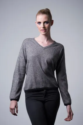 Nine Yaks Cashmere Border Sweater - med grey