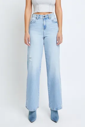 NORI Distressed Wide Leg Jeans