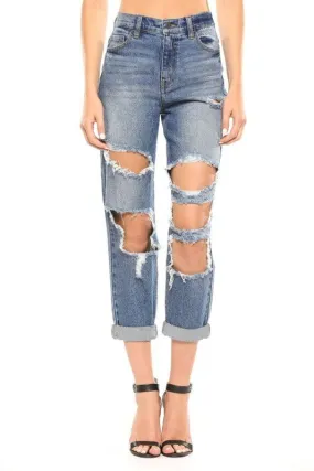 ONE LEFT!!! Distressed Mom Jeans