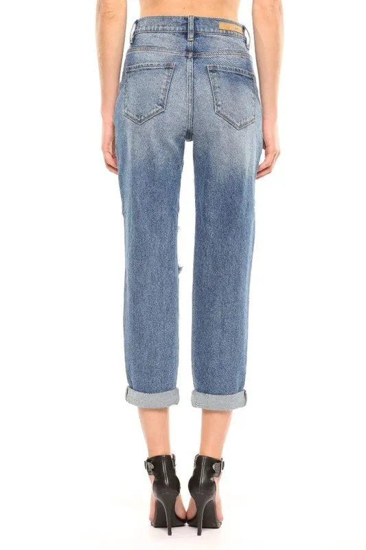 ONE LEFT!!! Distressed Mom Jeans