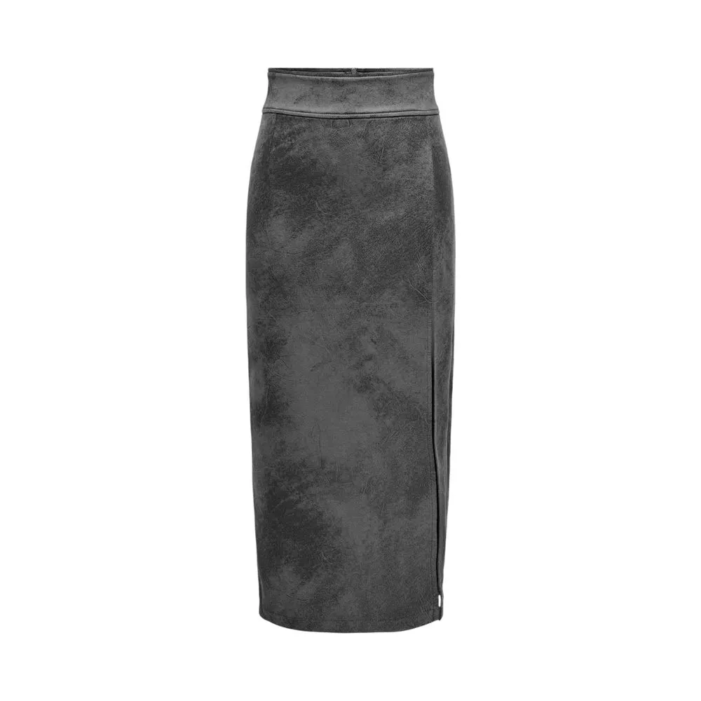 Only Gray Synthetic Leather Skirt