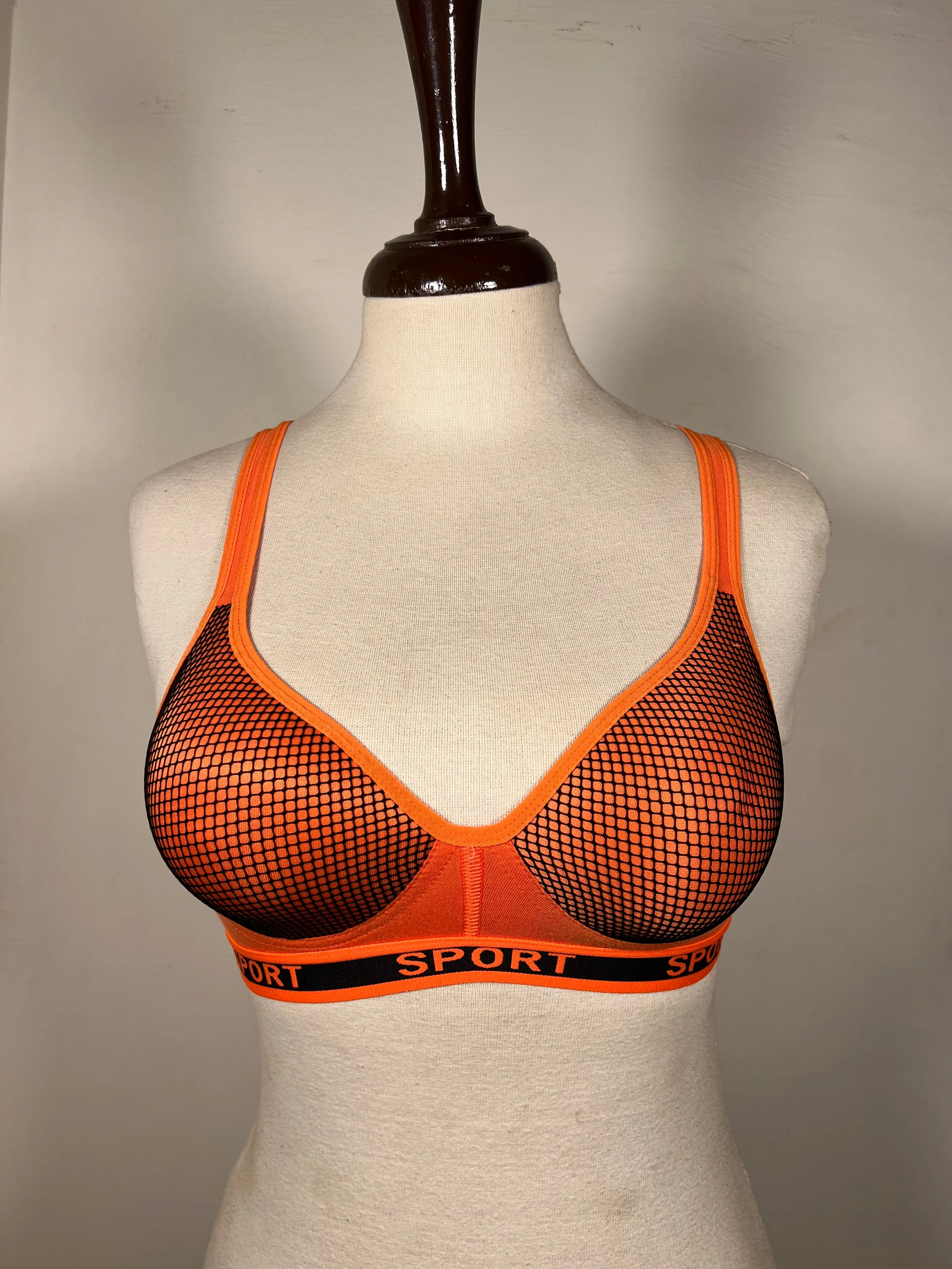 Orange Sports Back Padded Bra