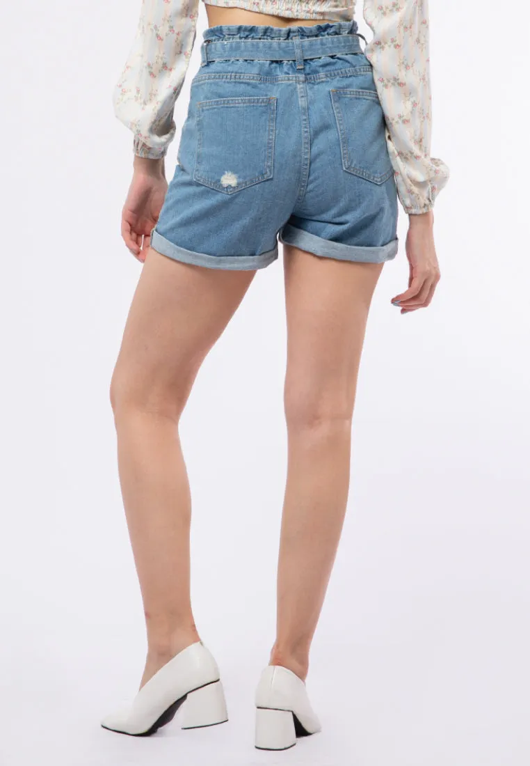 Paperbag Denim Short Pants