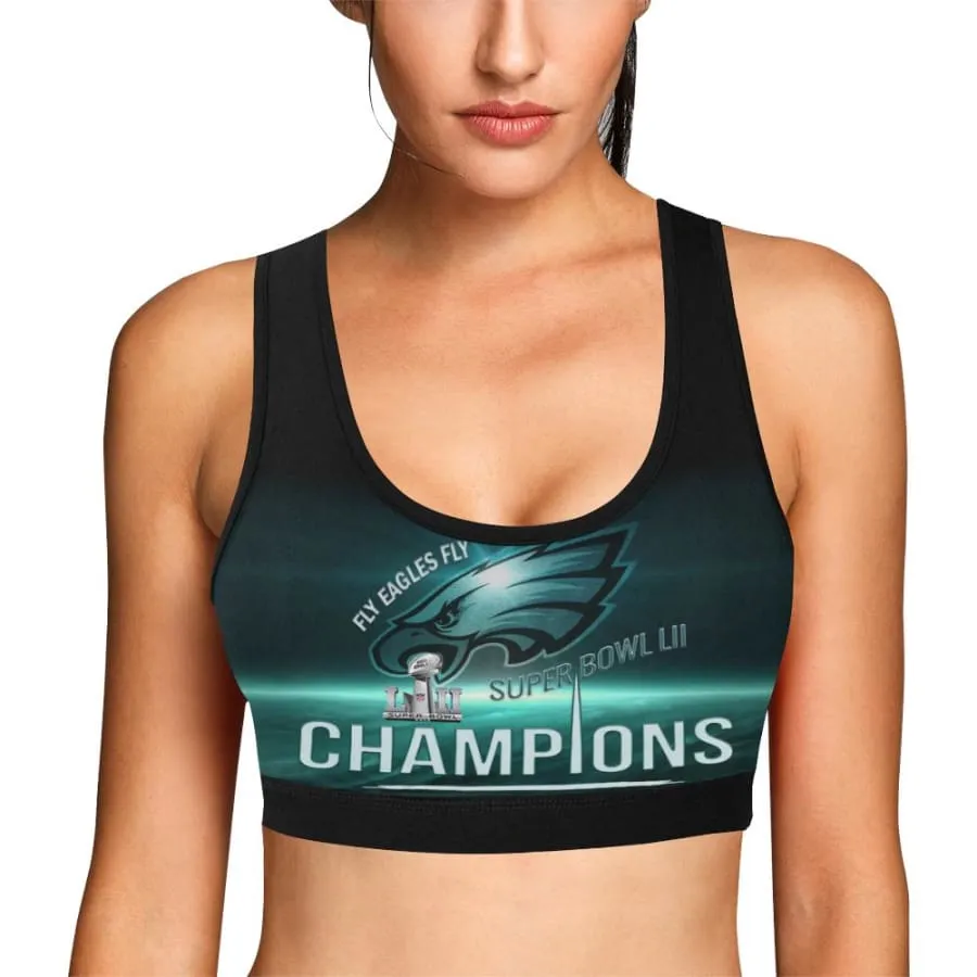 Philadelphia Eagles Fans Womens Sports Bra Midnight Green Black|eagles Sports Bra super bowl Champs Tank Top