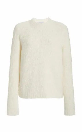 Philippe Knit Sweater in Ivory Cashmere Silk Boucle