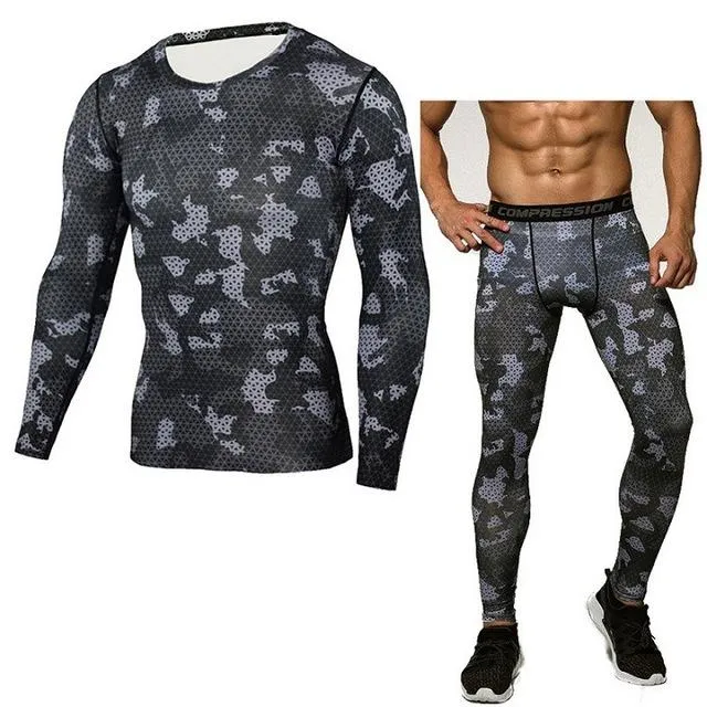 Running Sets Compression T-Shirt Clothing Long Sleeve T Shirt   Leggings Fitness Quick Dry Crossfit Suits