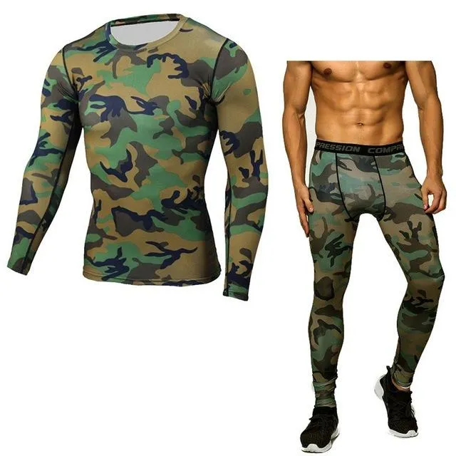 Running Sets Compression T-Shirt Clothing Long Sleeve T Shirt   Leggings Fitness Quick Dry Crossfit Suits