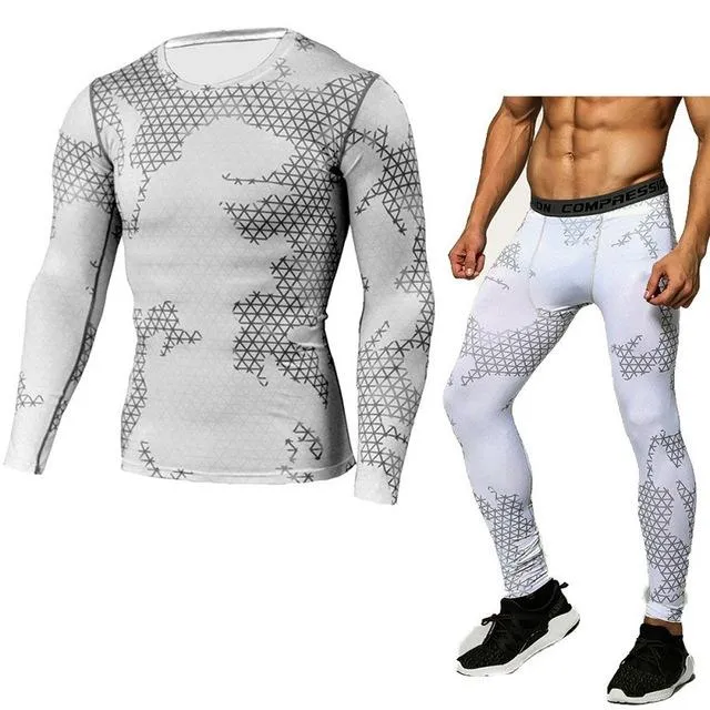 Running Sets Compression T-Shirt Clothing Long Sleeve T Shirt   Leggings Fitness Quick Dry Crossfit Suits