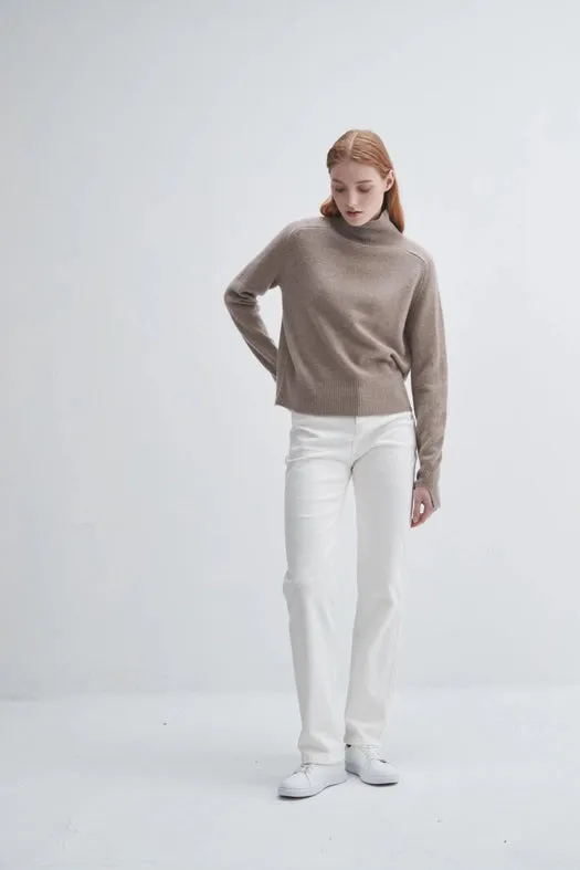 Saddle Sleeve Standneck Cashmere Sweater