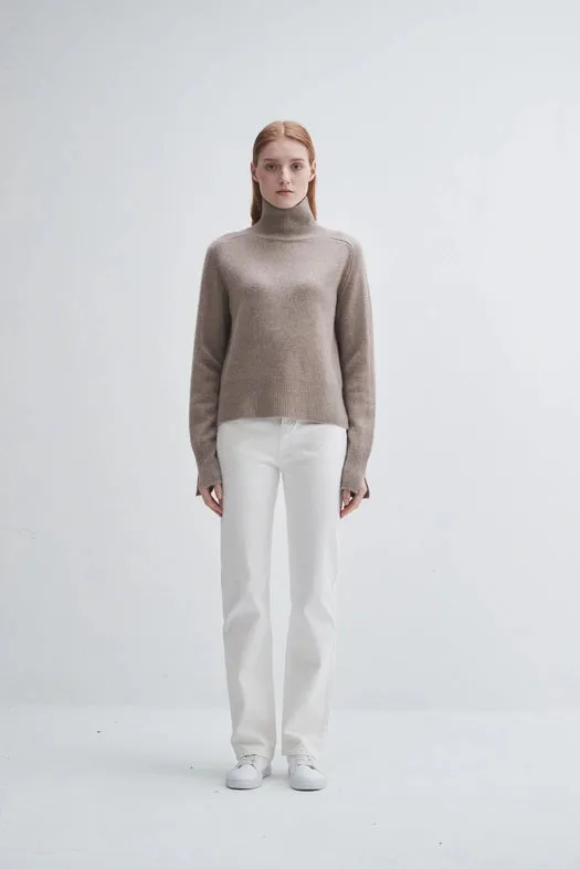 Saddle Sleeve Standneck Cashmere Sweater