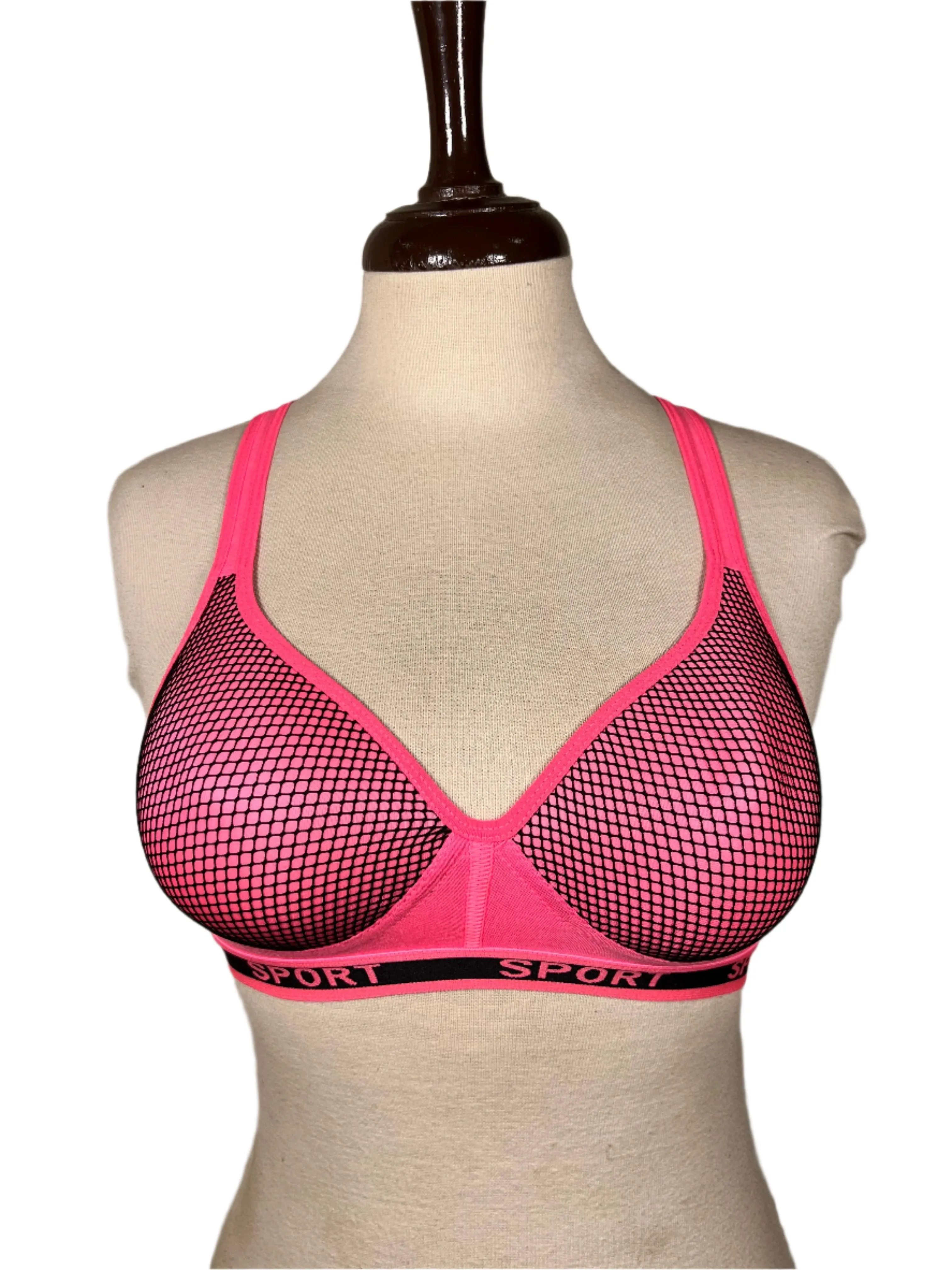 Shocking Pink Sports Back Padded Bra