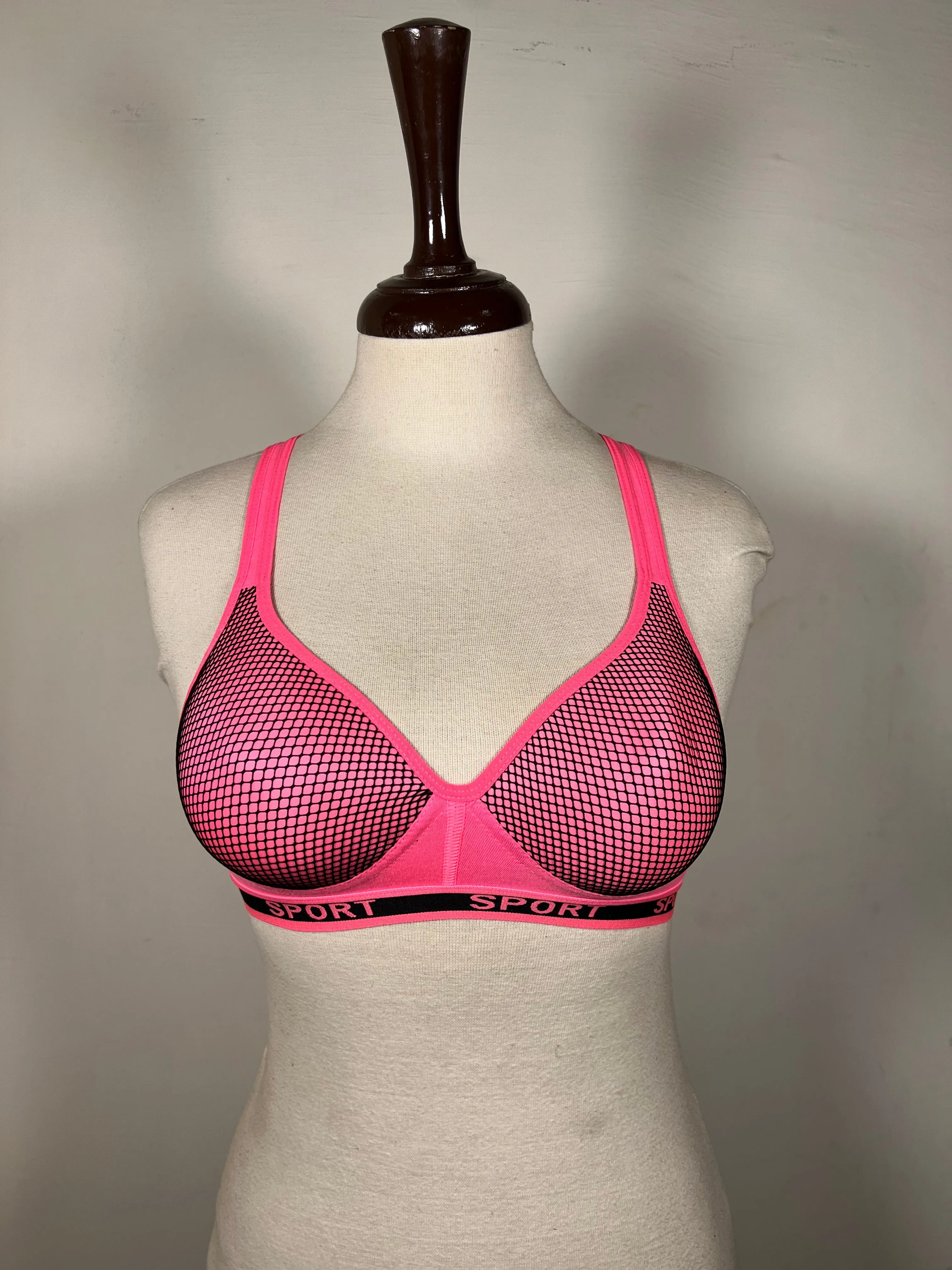 Shocking Pink Sports Back Padded Bra