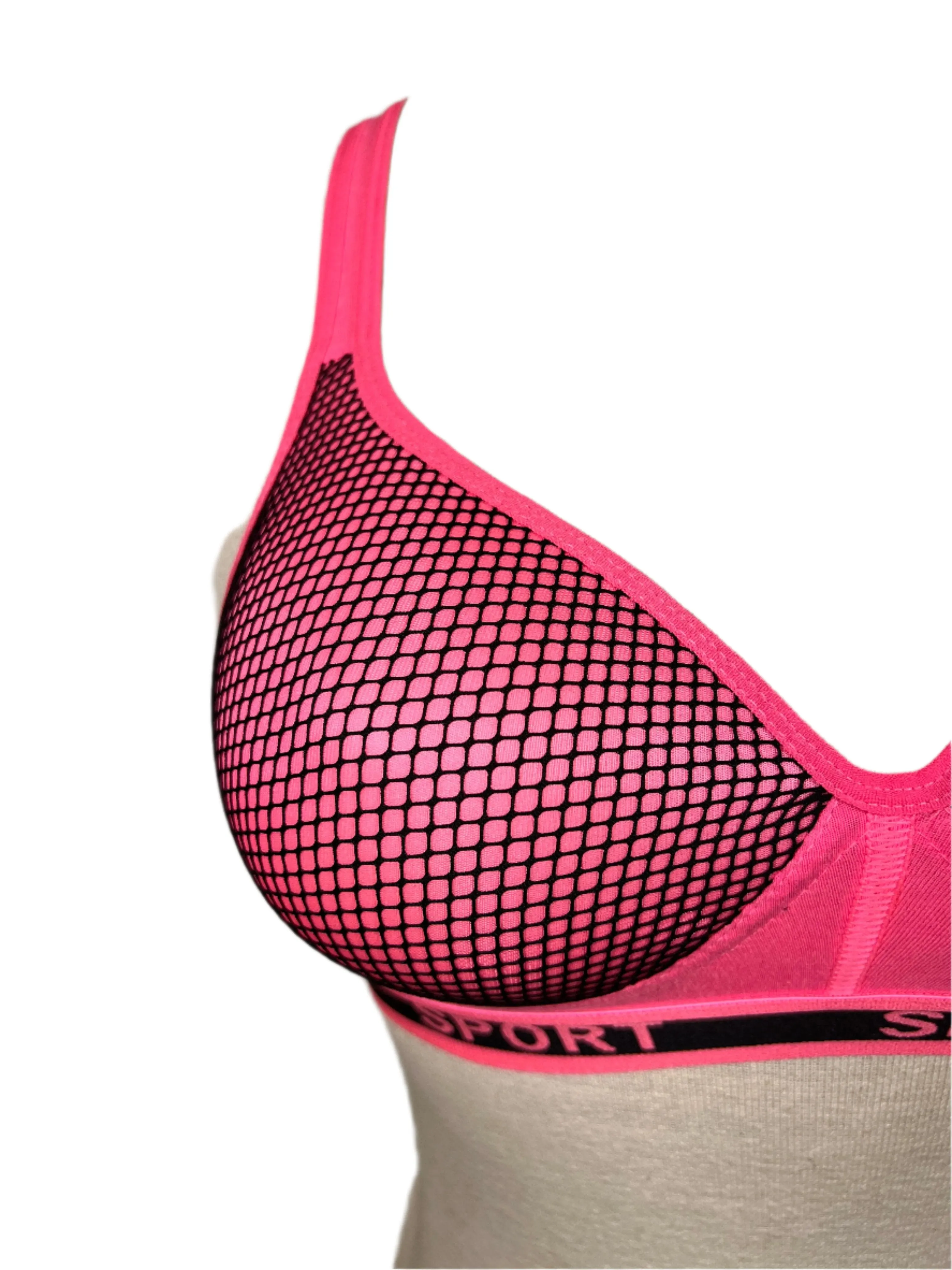 Shocking Pink Sports Back Padded Bra