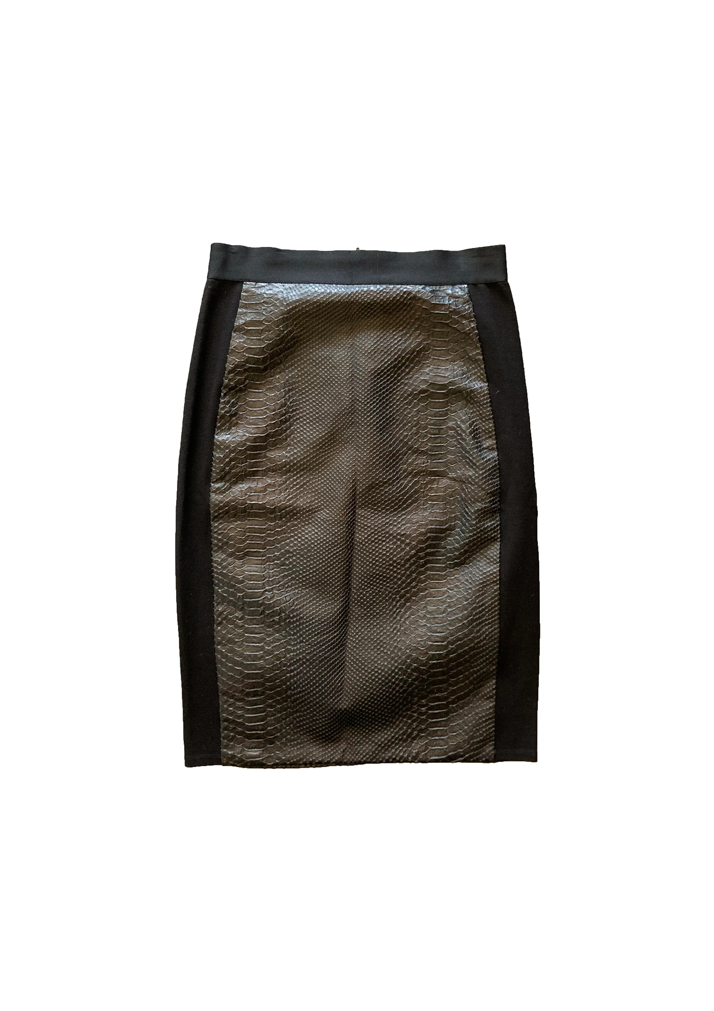 Snakeskin Embossed Lambskin Leather Skirt