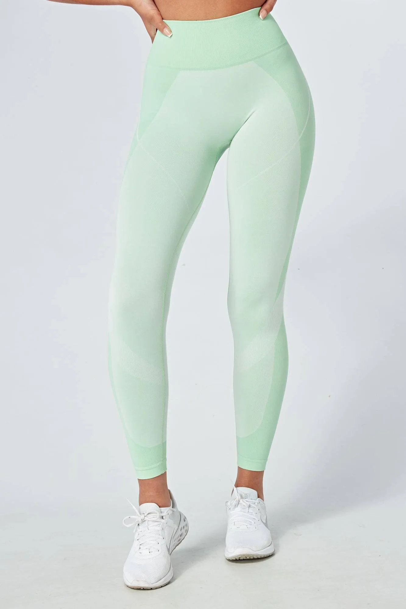 Twill Active Recycled Colour Block Body Fit Legging - Green