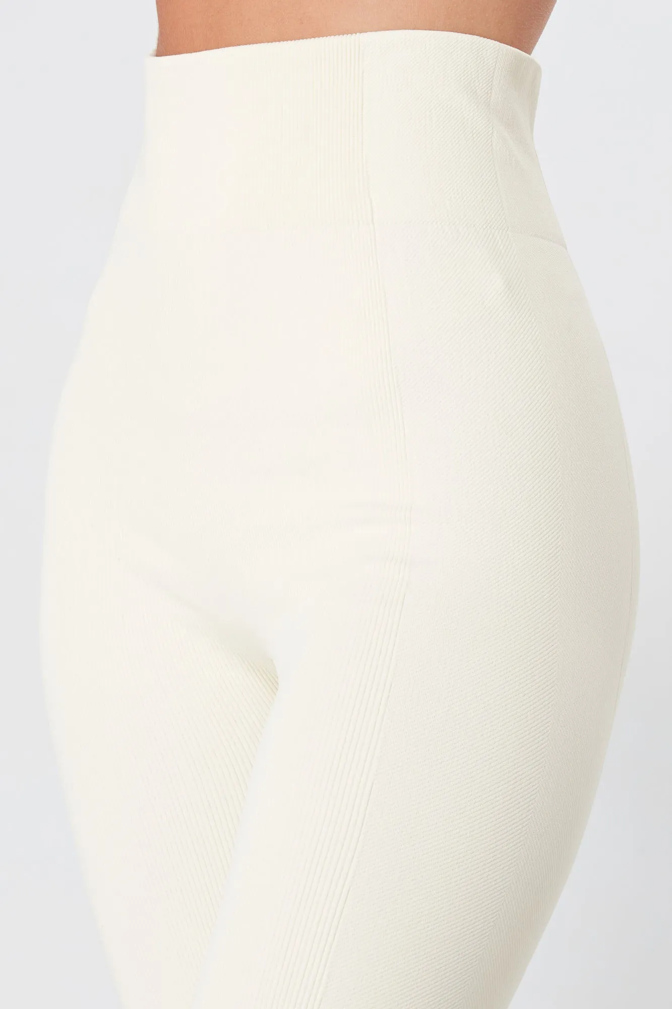 Twill Active Ribbed Legging - CREAM