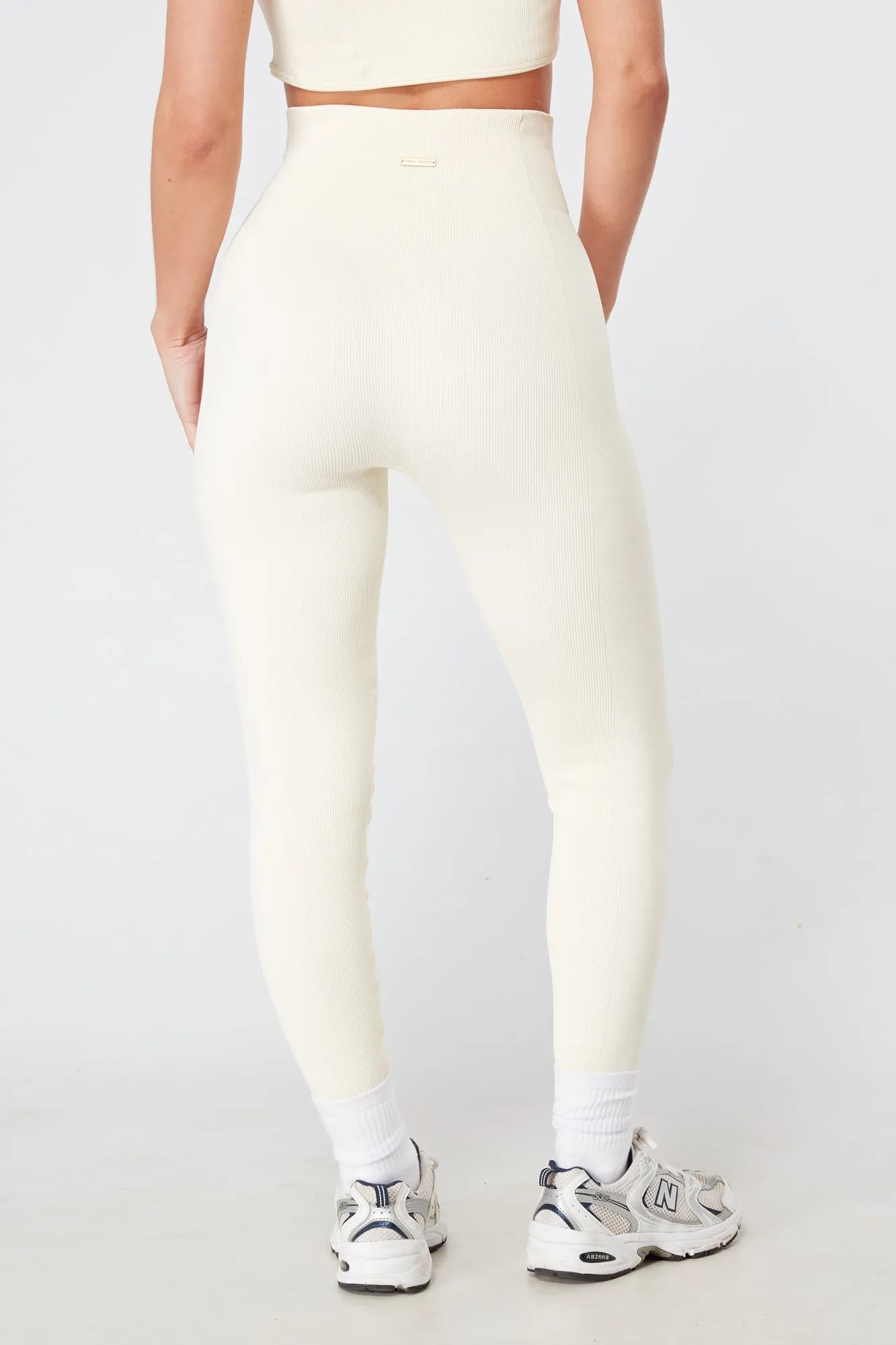 Twill Active Ribbed Legging - CREAM