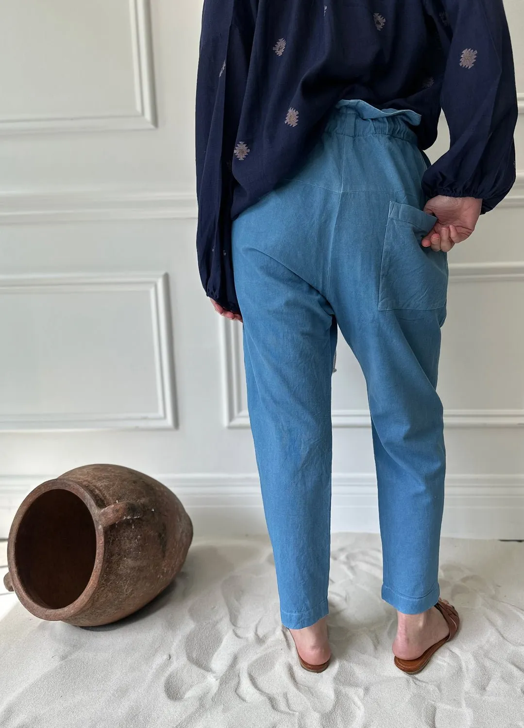 Two NY - Paperbag Drawstring Pants in Indigo