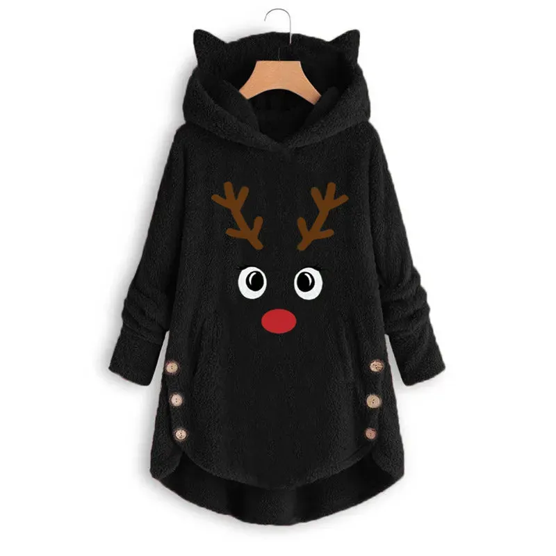 Ugly Christmas Sweater for Women Plus Size Winter Coats Warm Hood Jumper Large Parkas Jacket 2024 Woman Black Grey Parka 5xl 4xl