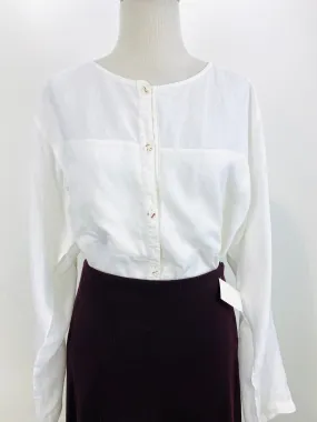 Vintage 1980s White Linen Button-Up Blouse, Alke Boker