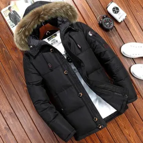 Voguable Best Winter Jacket Men White Duck Down Parkas Men's Thick Warm Snow Hooded Parka Jacket Overcoat Windbreaker doudoune homme