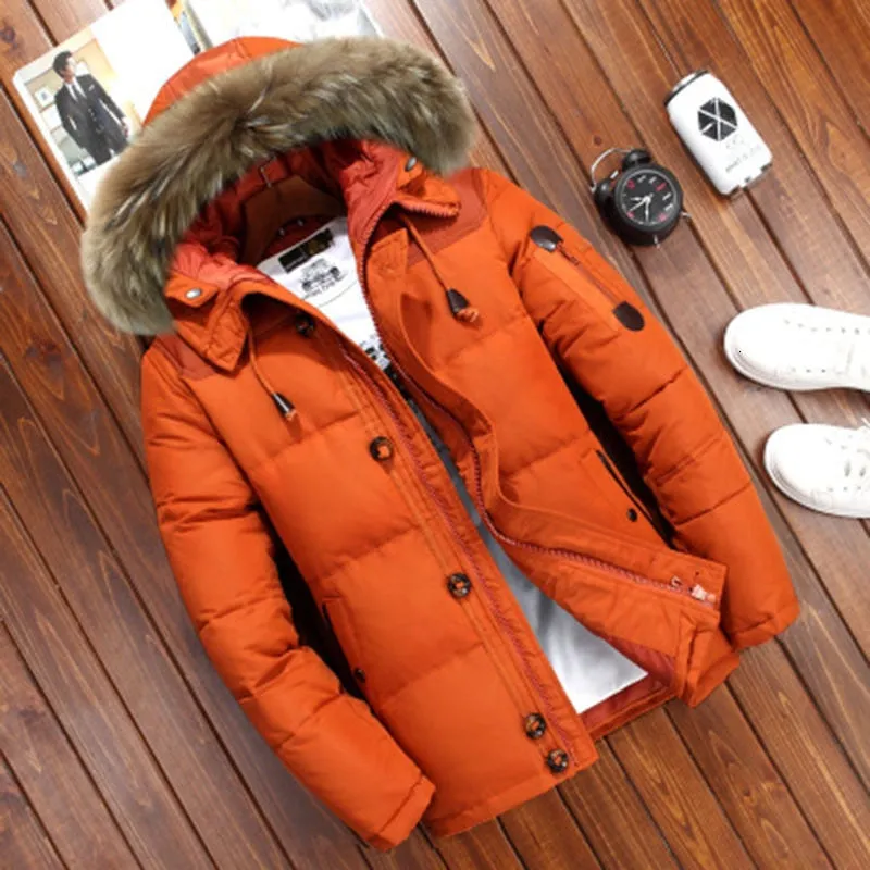 Voguable Best Winter Jacket Men White Duck Down Parkas Men's Thick Warm Snow Hooded Parka Jacket Overcoat Windbreaker doudoune homme