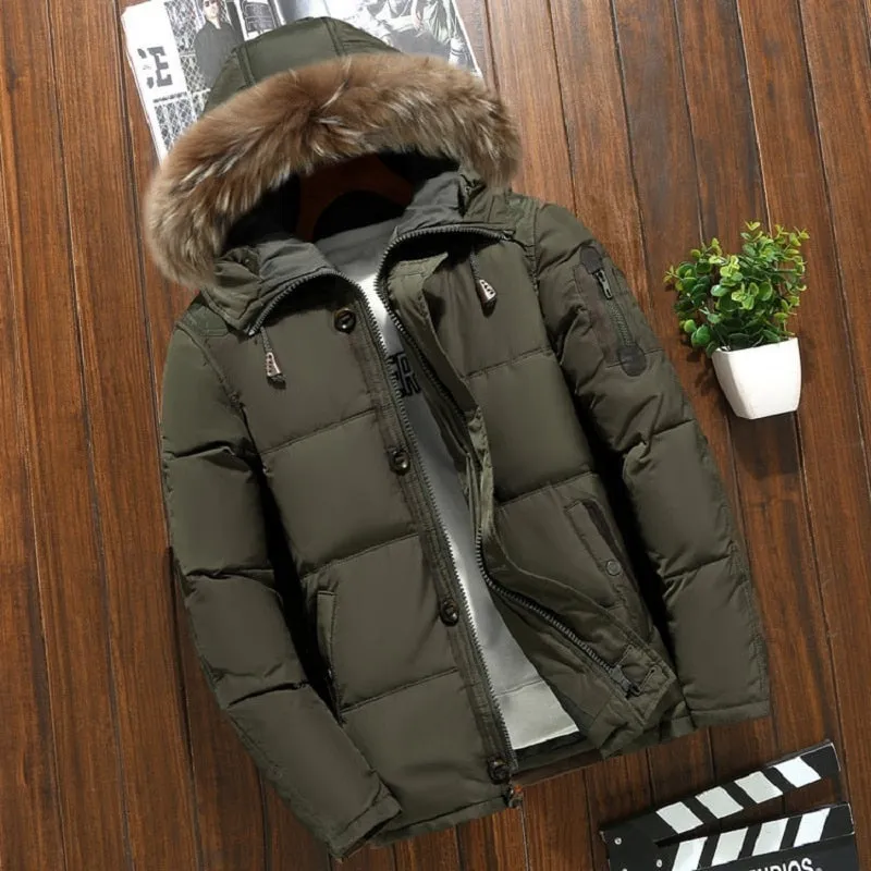 Voguable Best Winter Jacket Men White Duck Down Parkas Men's Thick Warm Snow Hooded Parka Jacket Overcoat Windbreaker doudoune homme