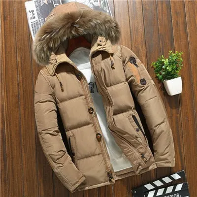 Voguable Best Winter Jacket Men White Duck Down Parkas Men's Thick Warm Snow Hooded Parka Jacket Overcoat Windbreaker doudoune homme