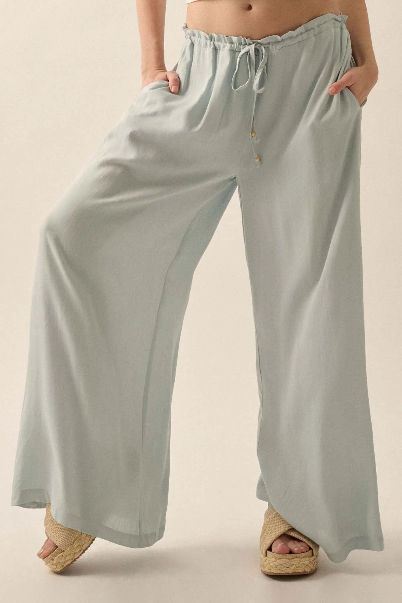 Walk on By Wide-Leg Drawstring Palazzo Pants