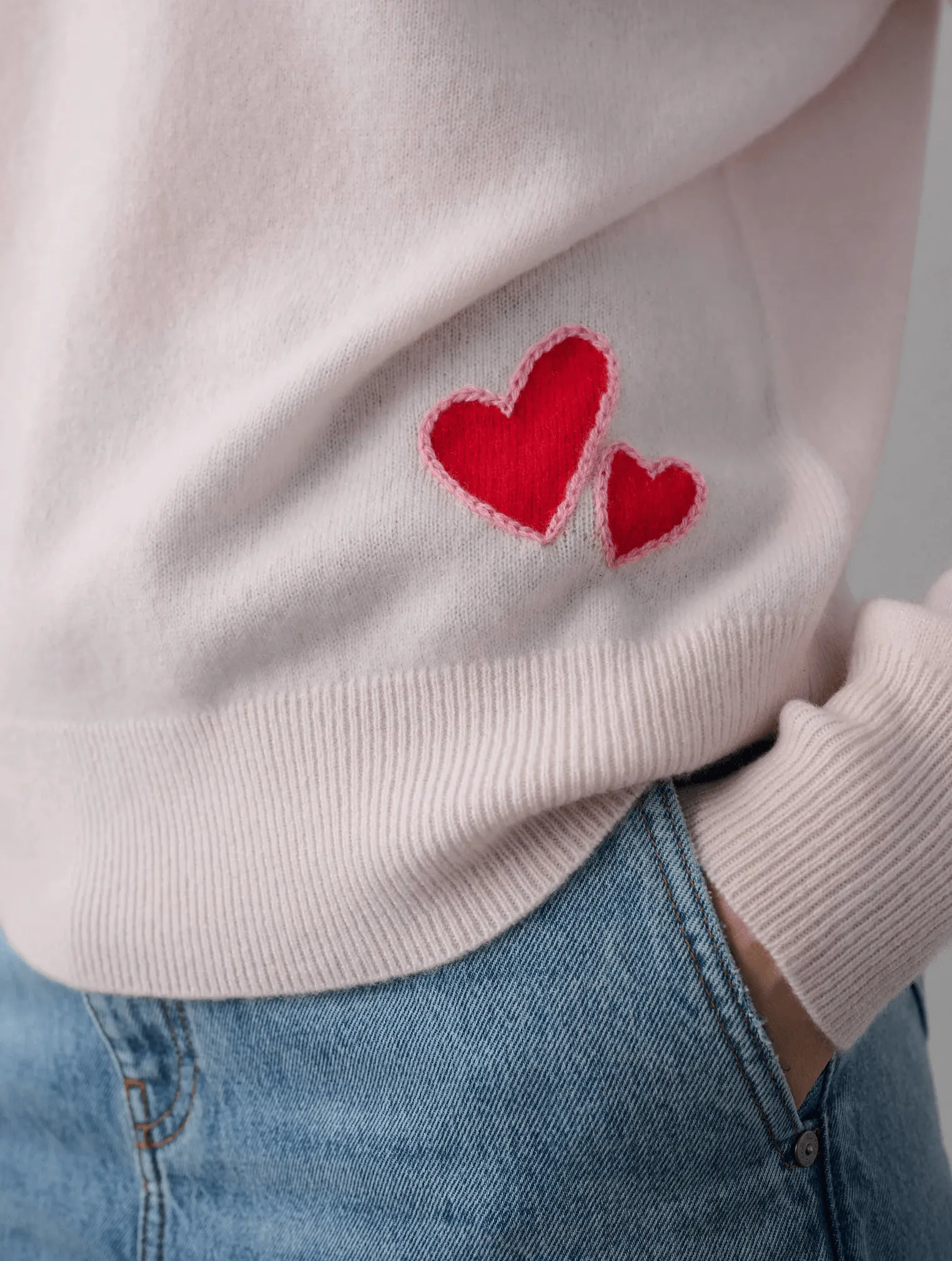 White   Warren Embroidered Heart Sweatshirt