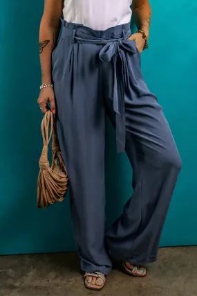 wild wind frilly waist wide leg pants