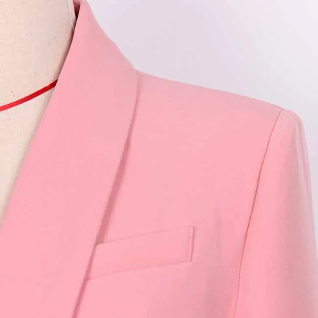 Women Pink Double-Breasted Tailored Blazer