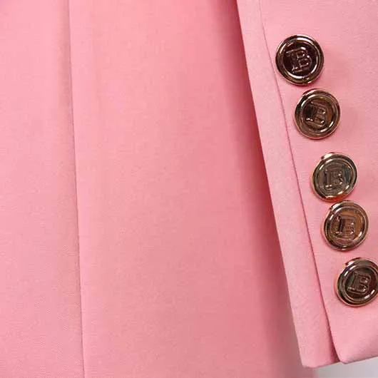 Women Pink Double-Breasted Tailored Blazer