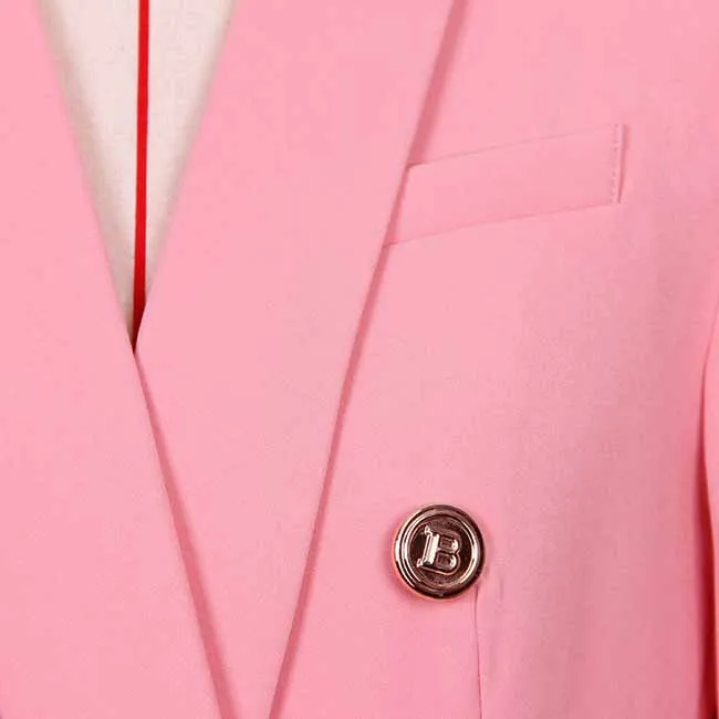 Women Pink Double-Breasted Tailored Blazer