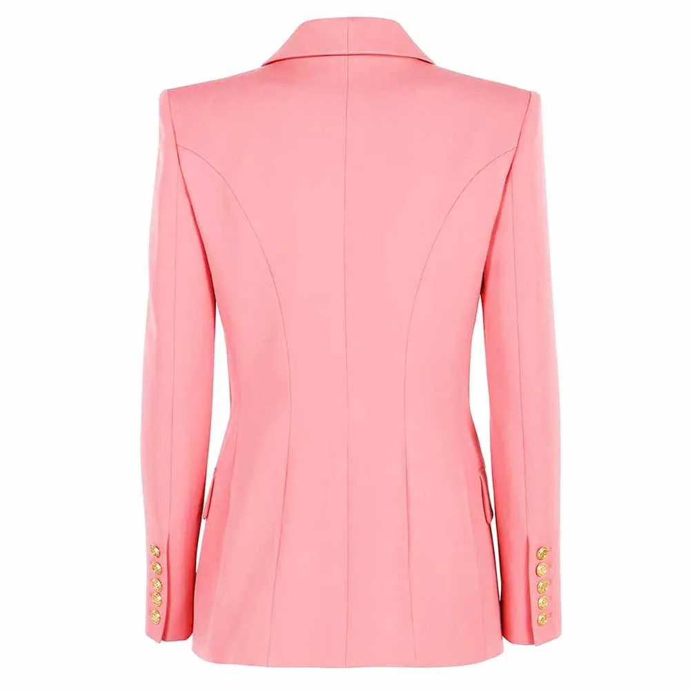 Women Pink Double-Breasted Tailored Blazer