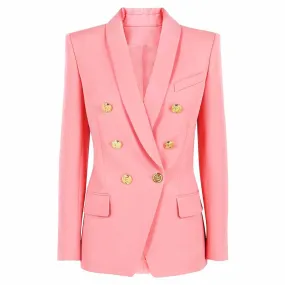 Women Pink Double-Breasted Tailored Blazer