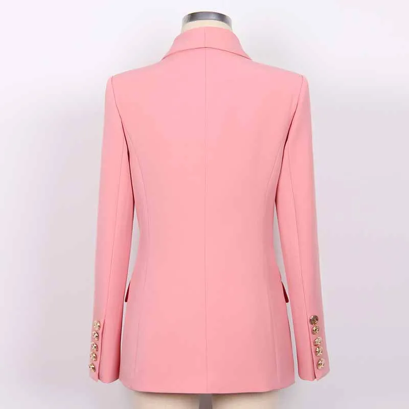 Women Pink Double-Breasted Tailored Blazer